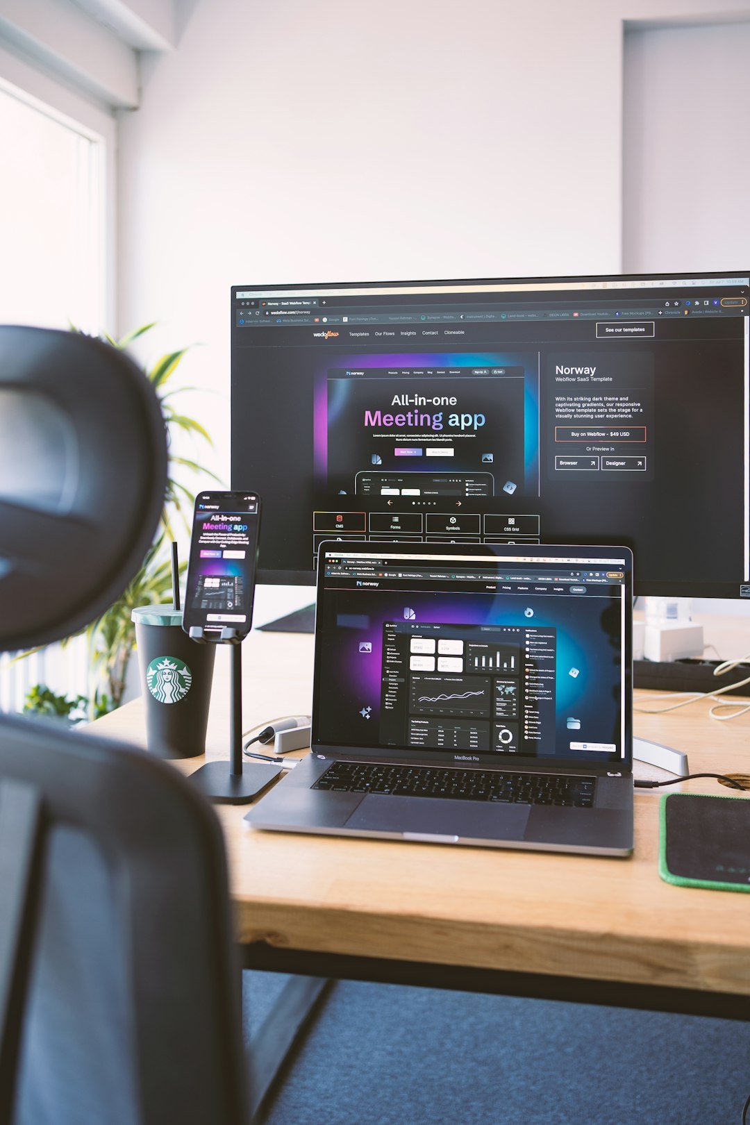 Offerings Introducing the exceptional design of the Norway Webflow app template, where you can create a visually stunning user experience with its eye-catching dark theme and captivating gradients. Ajourney of digital marvels, symphony of design and technology, crafted with devotion in the realm of Webflow. This is a showcase for one of our Websites templates named #Norway, build in Webflow, sits beautifuly in cross-devices such as Macbook, iPhone, 4K Lg Monitor.